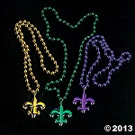 Metallic Beaded Necklaces with A Fleur De Lis Charm