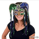 Mardi Gras Sequin Jester Half Mask