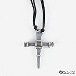 Pewtertone Nail Cross Necklaces