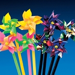 Mini Plastic Neon Two-Tone Pinwheels